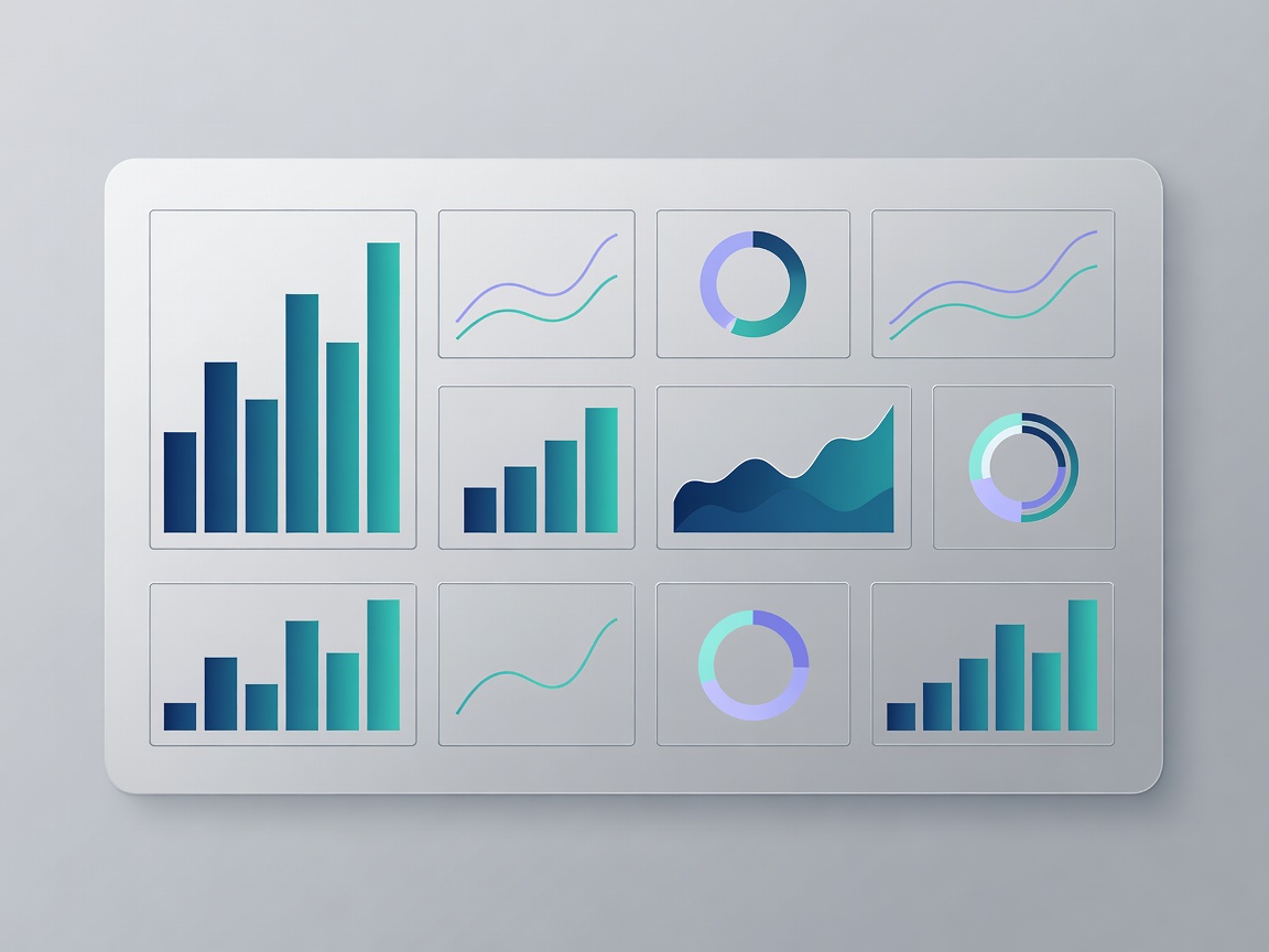 Premium software dashboard illustration with cards and charts